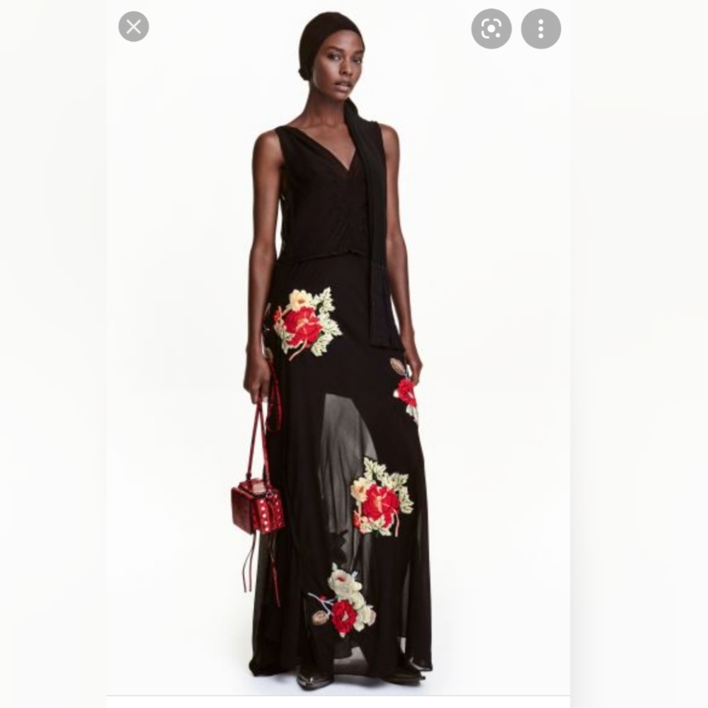 H&M Studio Dress 6 A/W 2016 Black Floral Rare Fall